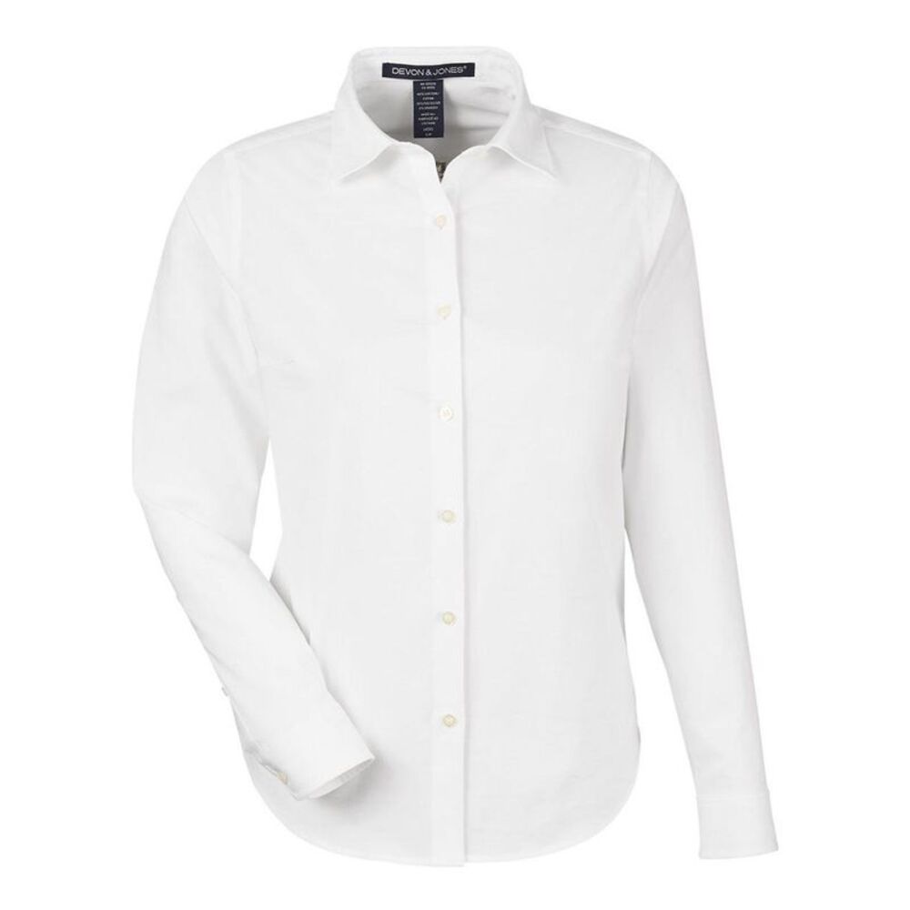 Devon & Jones Women's CrownLux Performance Spencer Poplin Dress Shirt / White